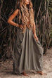 Trixiedress Side Drawstring Ruched Cotton Linen Baggy Maxi Skirt