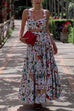 Trixiedress Buttons Crop Cami Top and High Waist Ruffle Maxi Skirt Printed Set