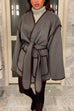 Trixiedress Open Front Pocketed Splice Coat with Belt