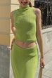 Trixiedress Cowl Neck Sweater Top and Elastic Waist Maxi Skirt Set