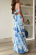 Ric Rac Straps Bow Back Cut Out Printed Swing Maxi Cami Dress
