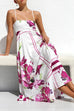 Trixiedress Spaghetti Strap High Waist Floral Print Swing Maxi Vacation Dress