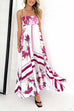 Trixiedress Spaghetti Strap High Waist Floral Print Swing Maxi Vacation Dress