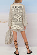 Trixiedress Collared V Neck Shirt and Side Slit Shorts Vitamin Sea Print Set