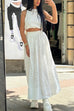 Trixiedress Elastic Waist Lace Hollow Out Pocketed Maxi Skirt