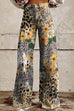 Trixiedress Leopard Floral Print Wide Leg Pocketed Pants