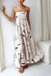 Trixiedress High Waist Graffiti Print Ruffle Swing Maxi Cami Dress