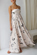 Trixiedress High Waist Graffiti Print Ruffle Swing Maxi Cami Dress