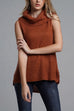 Trixiedress Cowl Neck Side Slit Sleeveless Sweater Vest