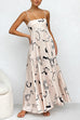 Trixiedress High Waist Graffiti Print Ruffle Swing Maxi Cami Dress