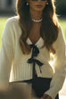 Trixiedress V Neck Bow Tie Front Elegant Sweater