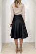 Trixiedress High Waist Faux Leather A-line Flare Midi Skirt