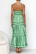 Trixiedress Spaghetti Strap Tiered Color Block Striped Maxi Dress