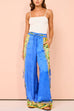 Trixiedress Bow Tie Side Split Cami Top Wide Leg Pants Printed Satin Set