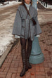 Trixiedress Open Front Pocketed Splice Coat with Belt