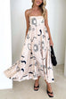 Trixiedress High Waist Graffiti Print Ruffle Swing Maxi Cami Dress