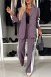 Trixiedress Patchwork Notch Lapel Pocketed Blazer Elastic Waist Wide Leg Pants Casual Set