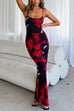 Trixiedress U Neck Hibiscus Print Bodycon Maxi Cami Dress