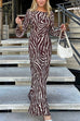 Trixiedress Boat Neck Bell Sleeves Animal Print Maxi Dress