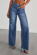 Trixiedress Raw Hem Distressed Wide Leg Denim Pants