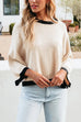 Trixiedress Crewneck Drop Shoulder Color Block Knit Sweater