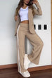 Trixiedress Color Block Open Front Blazer Elastic Waist Slit Wide Leg Pants Set