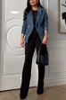 Trixiedress Notch Collar Double Breasted Denim Blazer