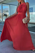 Trixiedress Halter Sleeveless Waisted Maxi Pleated Party Dress