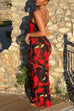 Trixiedress U Neck Hibiscus Print Bodycon Maxi Cami Dress