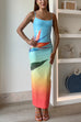 Trixiedress Back Slit Gradient Printed Sequin Maxi Cami Dress