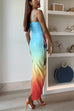 Trixiedress Back Slit Gradient Printed Sequin Maxi Cami Dress