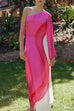 Trixiedress One Shoulder Long Sleeve Side Slit Tie Dye Maxi Dress