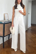 Criss Cross Front Sleeveless Belted Wide Leg Jumpsuit