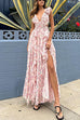 Trixiedress Deep V Neck Cut Out Sleeveless Ruffle Floral Print Maxi Dress