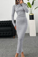 Trixiedress Elegant Long Sleeves Ruched Bodycon Maxi Dress