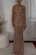 Trixiedress Spaghetti Strap Sheer Embellished Maxi Party Gown