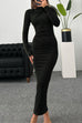 Trixiedress Elegant Long Sleeves Ruched Bodycon Maxi Dress