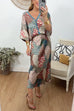 Trixiedress 3/4 Sleeves Button Up Top and High Waist Maxi Skirt Printed Set