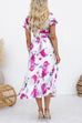 Balloon Sleeves Tie Back High Waist Floral Print Midi Dress