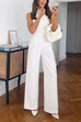 Criss Cross Front Sleeveless Belted Wide Leg Jumpsuit