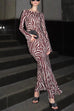 Trixiedress Boat Neck Bell Sleeves Animal Print Maxi Dress