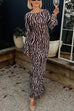 Trixiedress Boat Neck Bell Sleeves Animal Print Maxi Dress