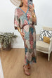 Trixiedress 3/4 Sleeves Button Up Top and High Waist Maxi Skirt Printed Set