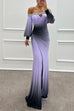 Trixiedress Off Shoulder Ruched Waist Gradient Tie Dye Wrap Maxi Dress