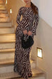 Trixiedress Boat Neck Bell Sleeves Animal Print Maxi Dress