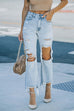 Trixiedress Raw Hem Ripped Hole Cropped Jeans