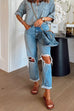 Trixiedress Distressed Straight Leg Ripped Jeans