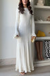 Trixiedress Bell Sleeves Back Lace-up Ruffle Trim Maxi Dress