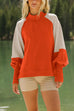 Trixiedress Mockneck Lantern Sleeves Color Block Sweatshirt