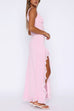 Trixiedress V Neck Sleeveless Ruffle Trim Slit Maxi Dress